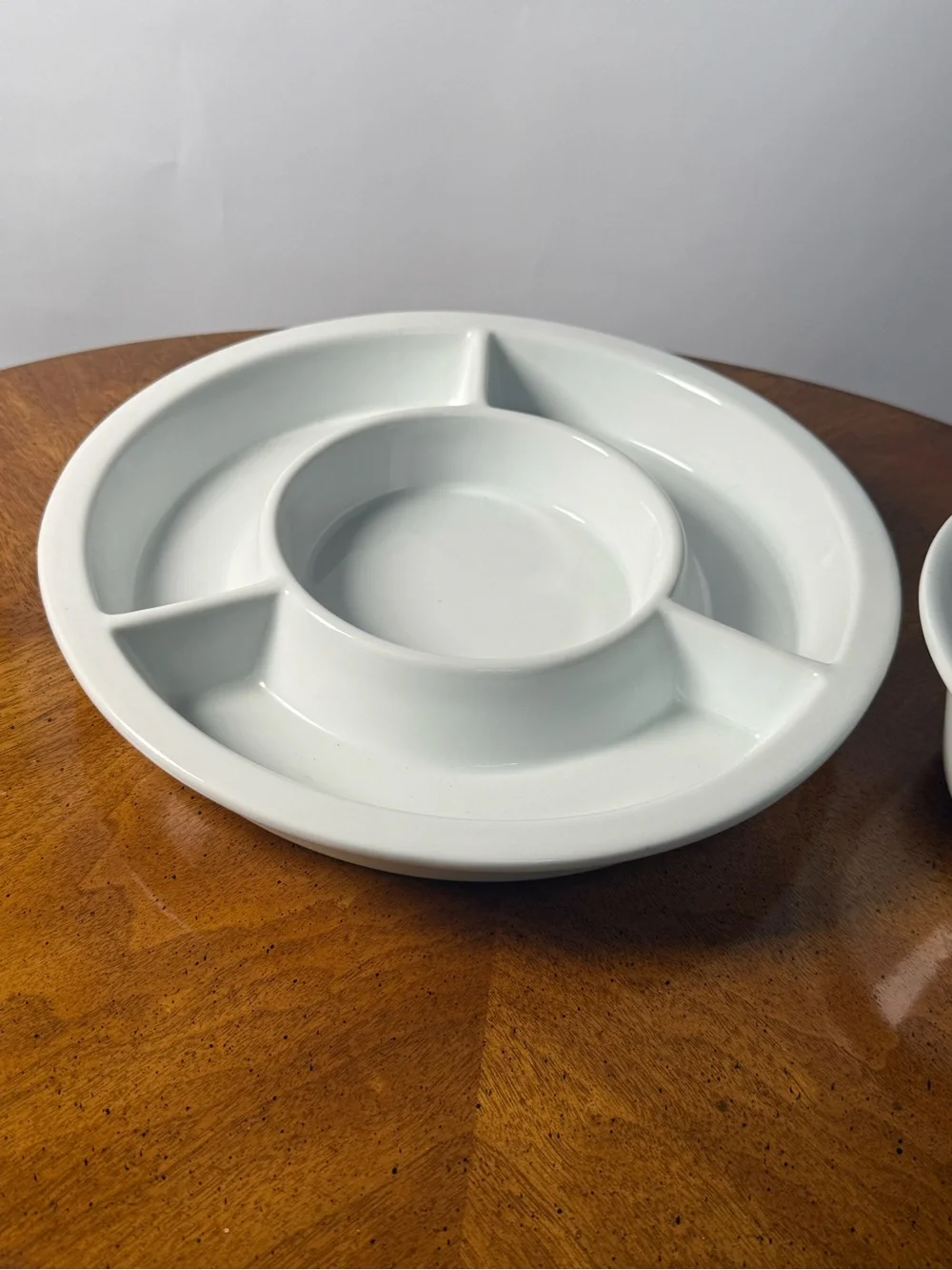 Crate & Barrel White Ceramic Sectioned Serving Platter - Home Dining